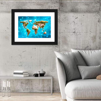 Geometric World Map Illustration Wall Art