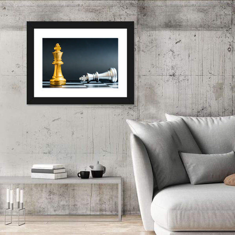 Gold King Victorious Over Fallen Silver King Wall Art in a room, landscape