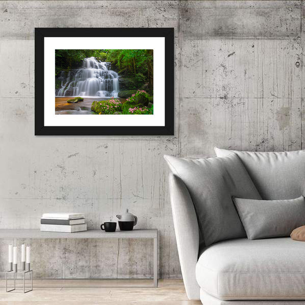 Mun Daeng Waterfall with Mossy Boulders Wall Art