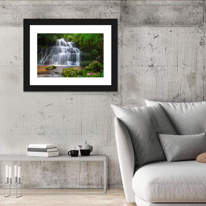 Mun Daeng Waterfall with Mossy Boulders Wall Art