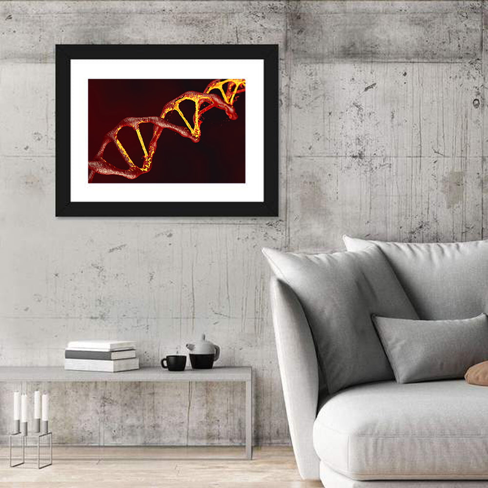 Red Dna Double Helix Wall Art in a room, landscape