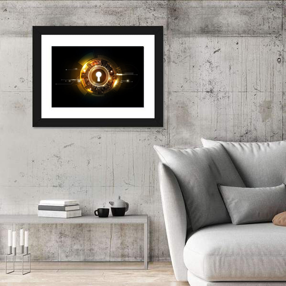 Glowing Keyhole Tech Abstract Wall Art