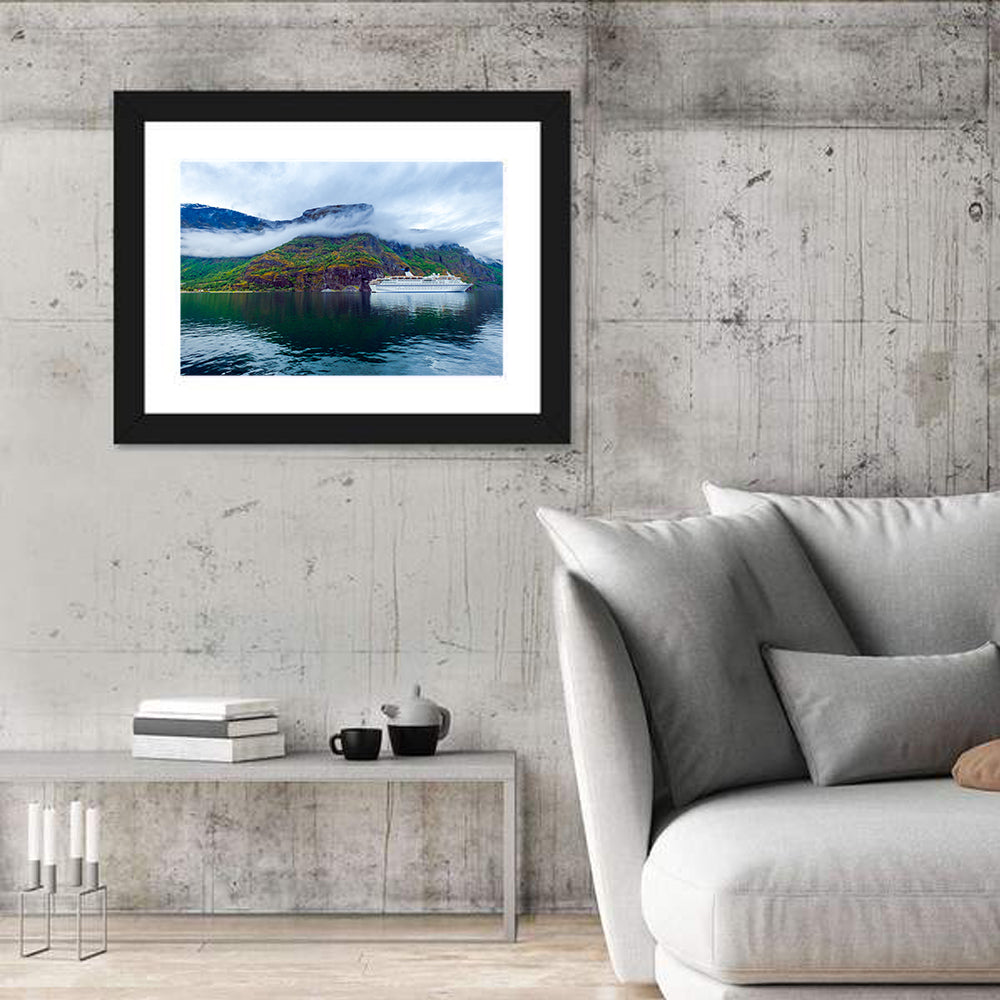Cruise Ship on Hardanger Fjorden Wall Art in a room, landscape