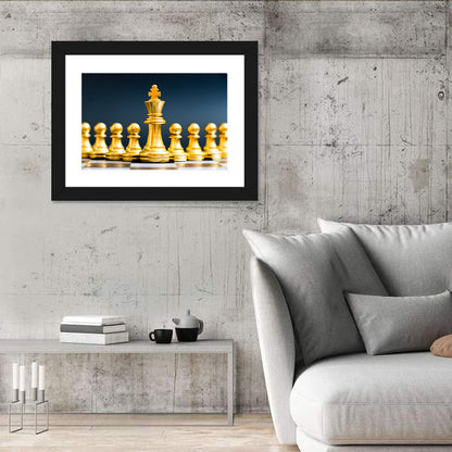 Golden King with Pawns Wall Art