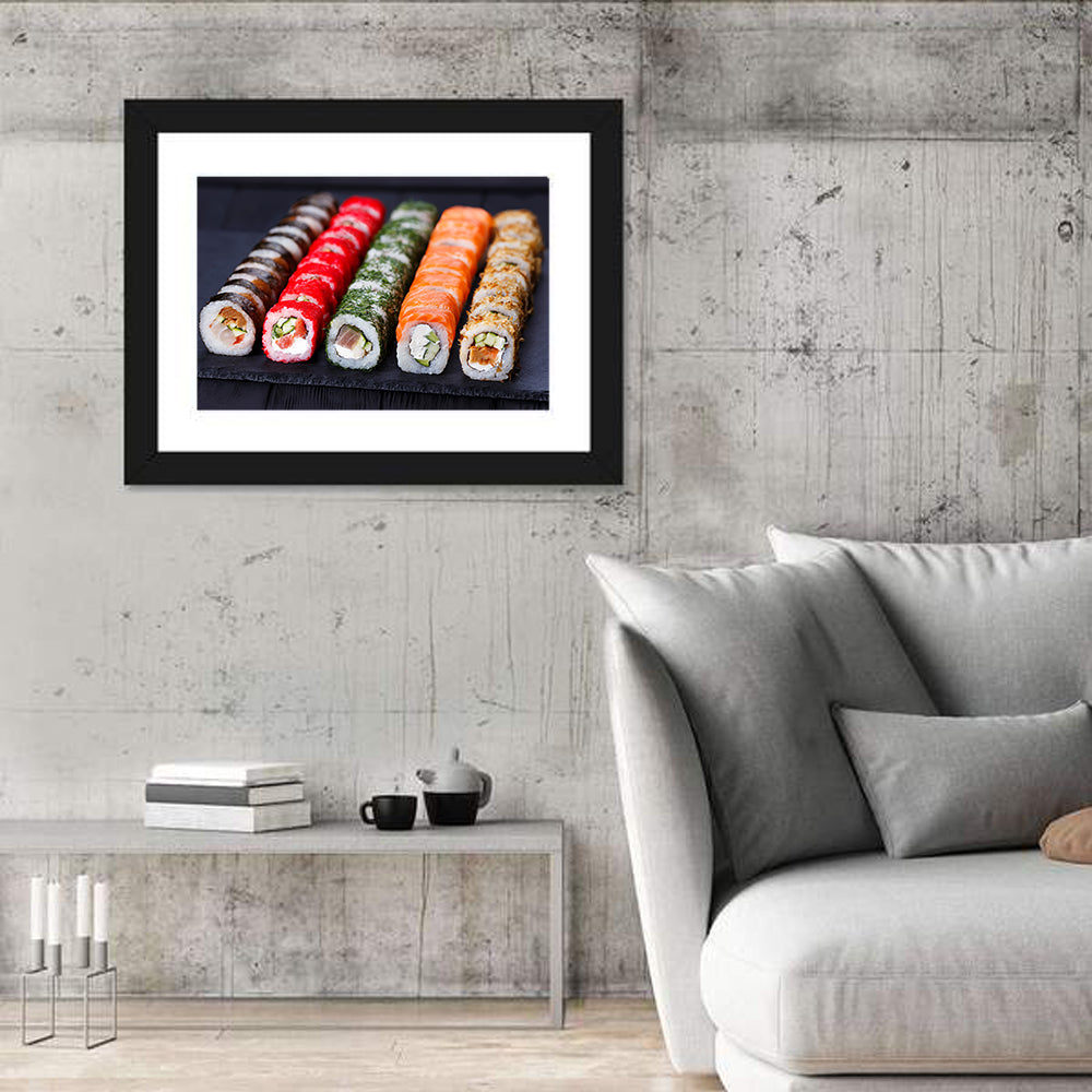 Sushi Rolls on Slate Wall Art