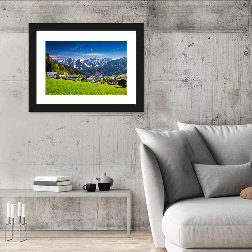 Gosau Village in Austrian Alps Wall Art in a room, landscape