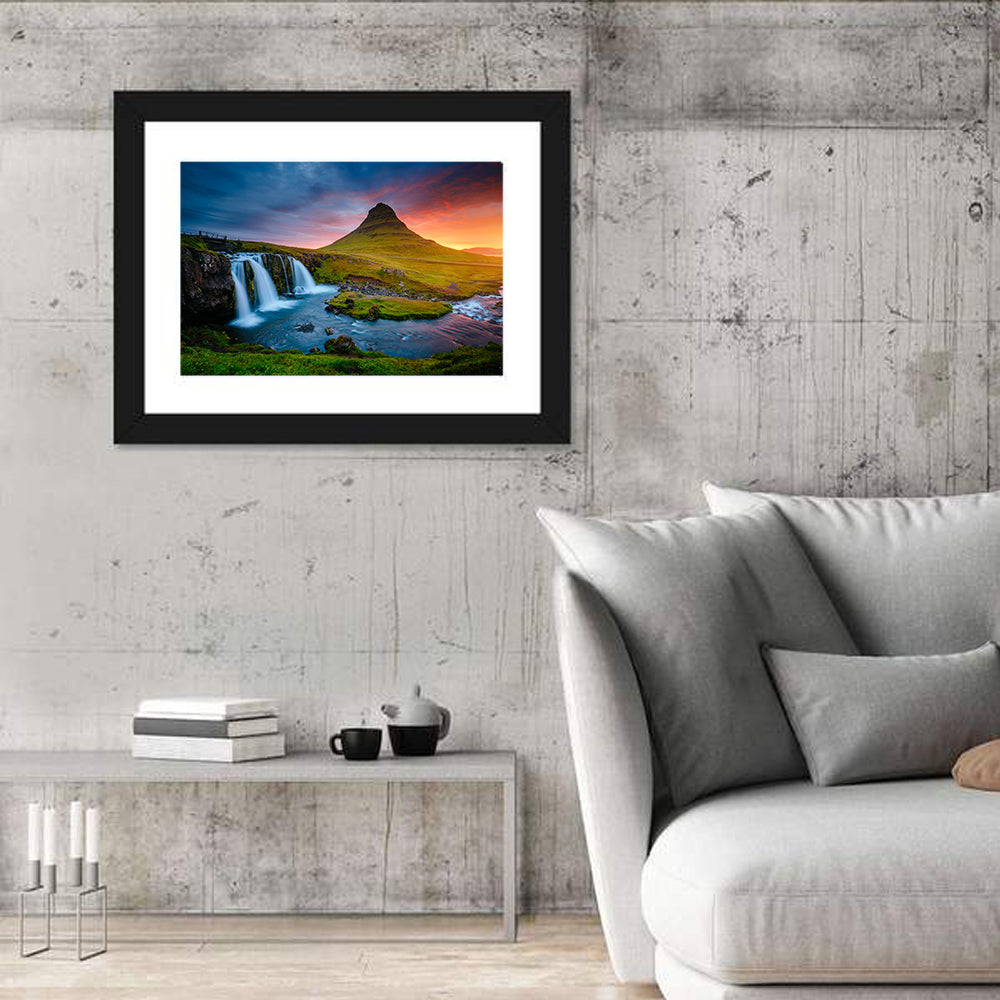 Kirkjufell at Sunset Wall Art in a room, landscape