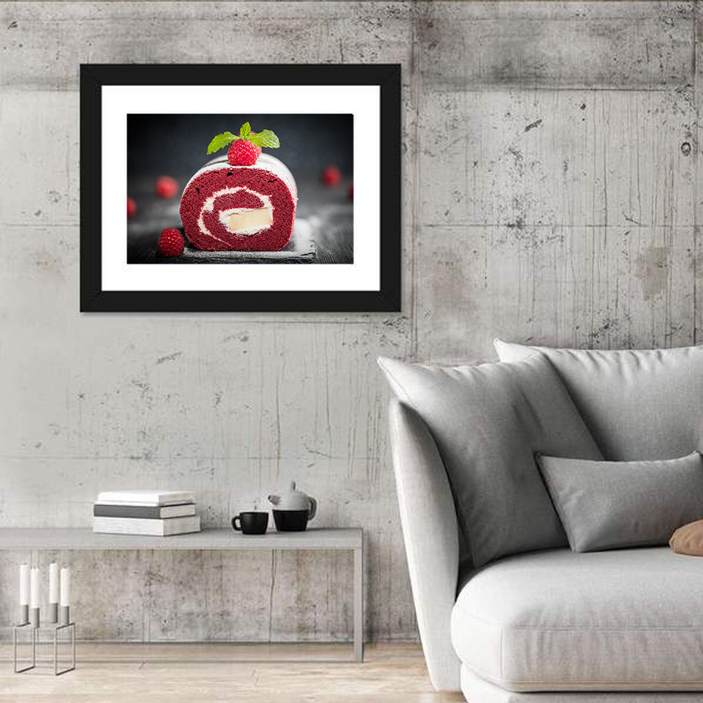 Raspberry Swiss Roll Cake Wall Art
