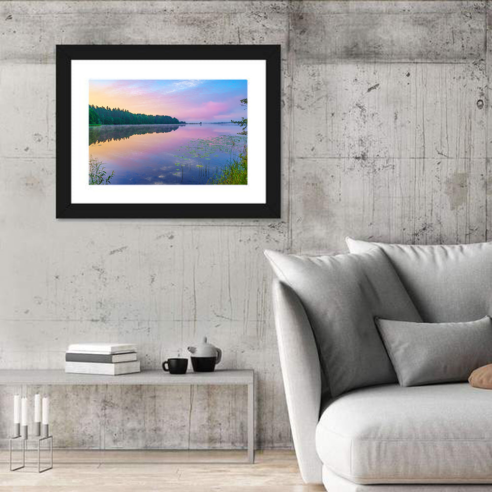 Sunrise Over Forest Lake Wall Art