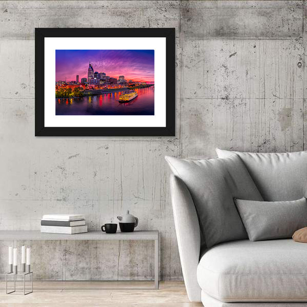 Nashville Riverfront Skyline at Dusk Wall Art