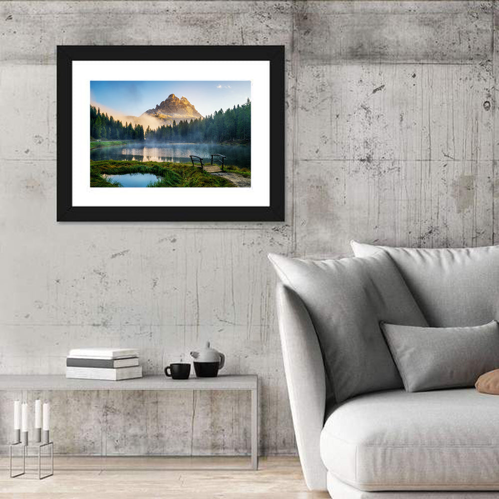 Lago D'antorno with Tre Cime Peaks Wall Art