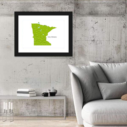 Green Minnesota County Map Wall Art