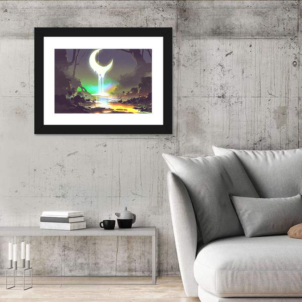 Dripping Moon Over Misty Forest Wall Art