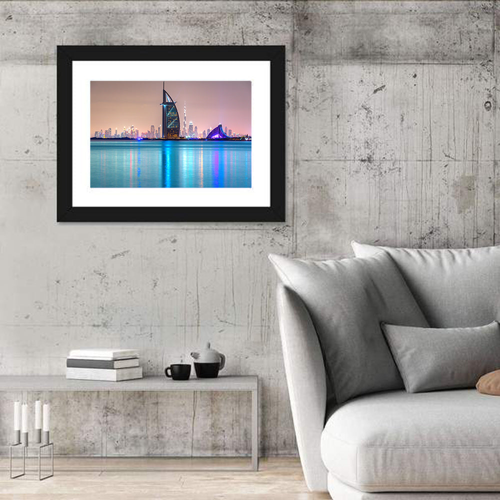 Dubai Night Skyline Wall Art