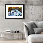 Mossy Autumn Forest Waterfall Wall Art