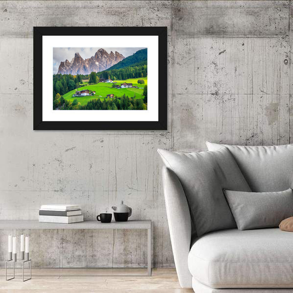 Santa Maddalena Village, Dolomites Wall Art in a room, landscape