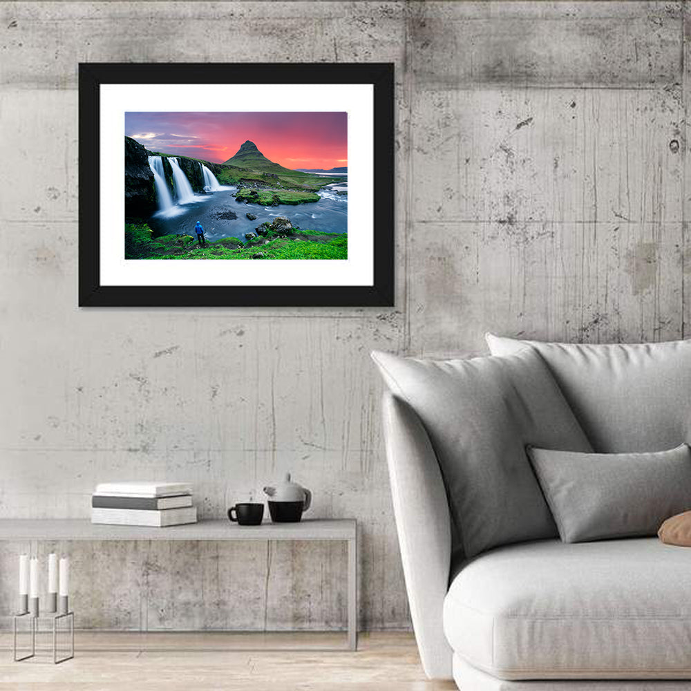 Kirkjufell Sunset with Kirkjufellsfoss Wall Art