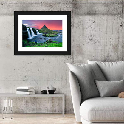 Kirkjufell Sunset with Kirkjufellsfoss Wall Art