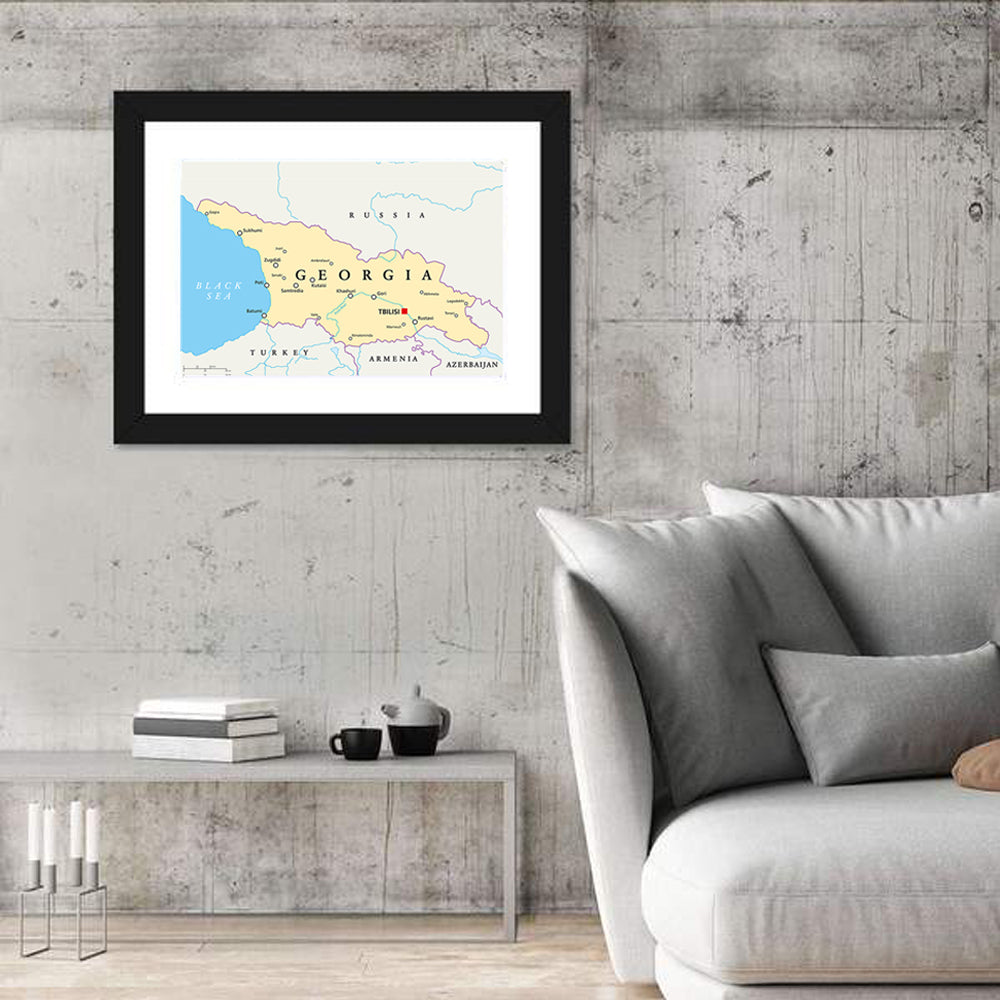Georgia Political Map with Labeled Cities Wall Art