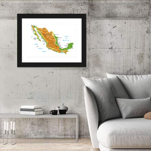 Mexico Physical Map Wall Art