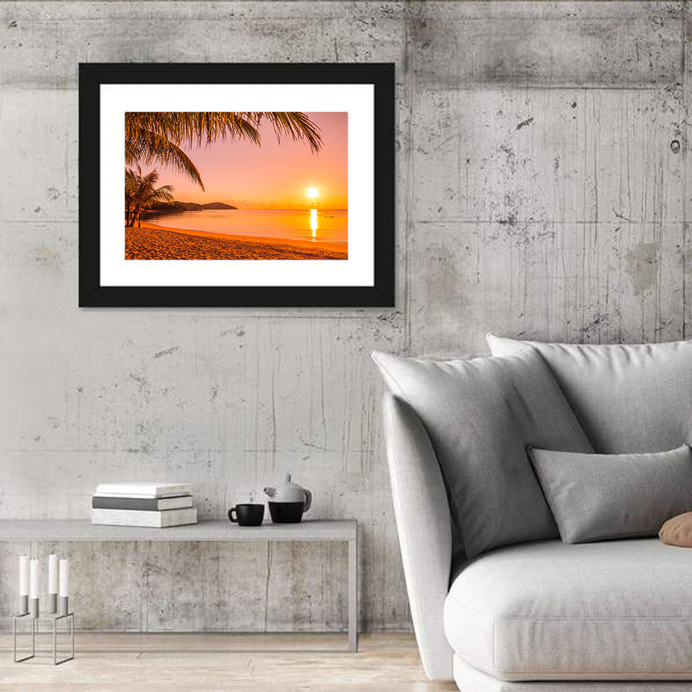 Golden Palm Sunset Wall Art