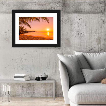 Golden Palm Sunset Wall Art