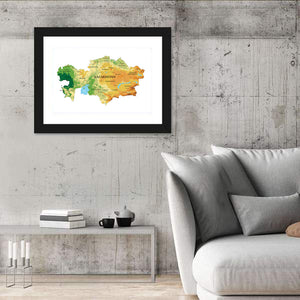 Kazakhstan Relief Map Wall Art