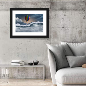 Aerostat Flying Above Stormy Sea Wall Art