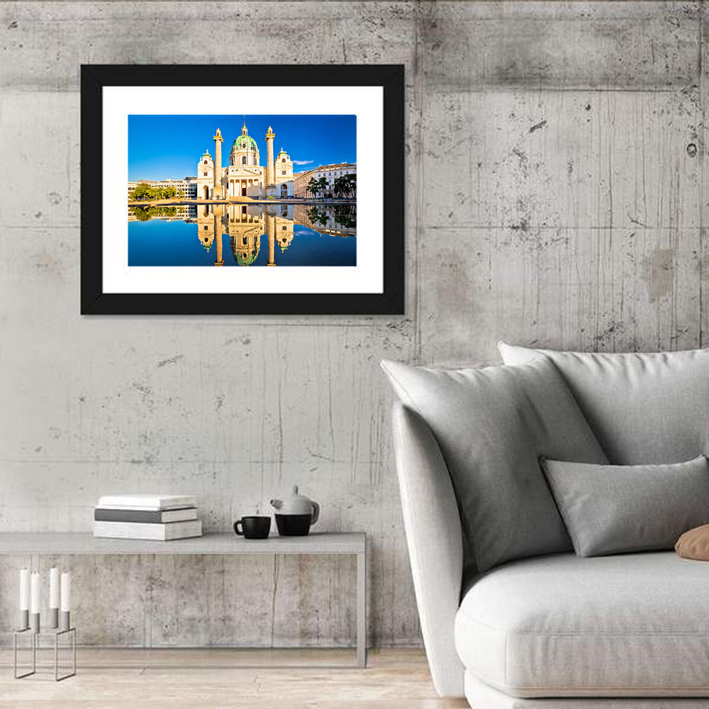Karlskirche with Reflecting Pool Wall Art in a room, landscape