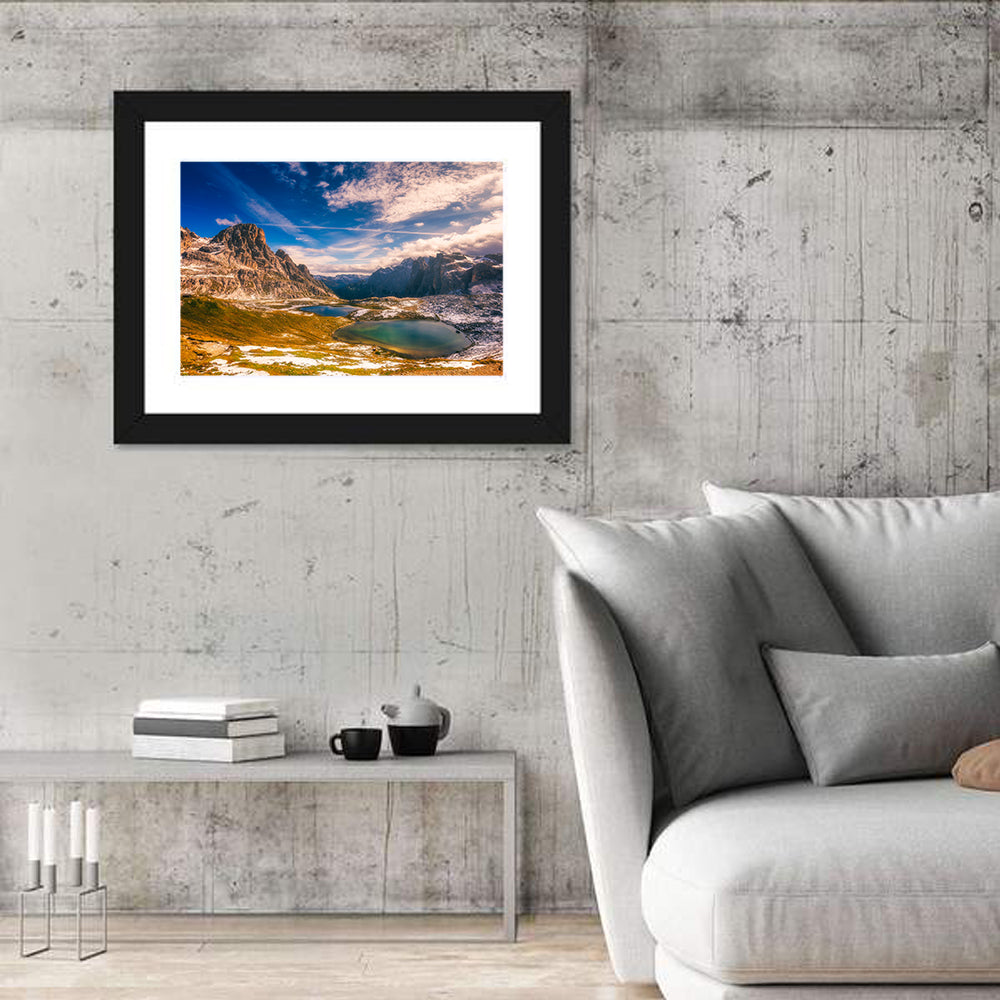 Del Piani Alpine Lakes Wall Art in a room, landscape