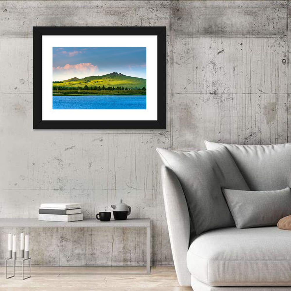 Hongsong Lake with Mountain Peak Wall Art in a room, landscape