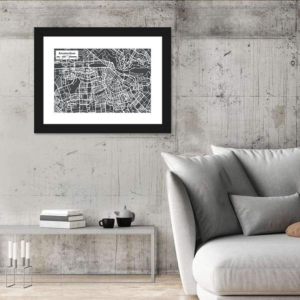 Amsterdam Canal Map Wall Art