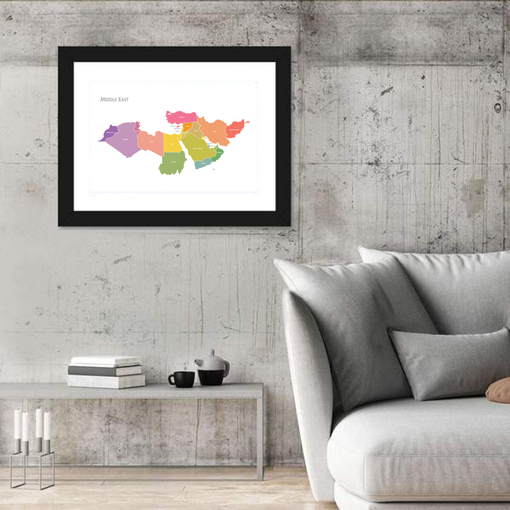 Colorful Middle East Map Wall Art