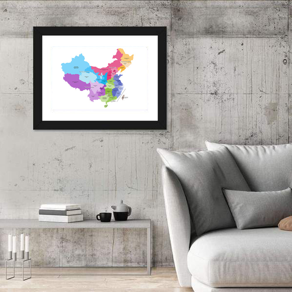 China Provinces Map Wall Art