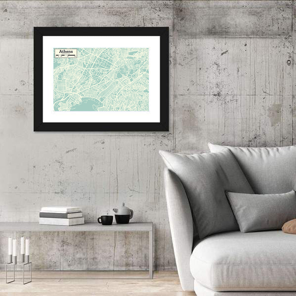 Athens Coastal Map Wall Art
