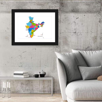 Detailed Map Of India Wall Art