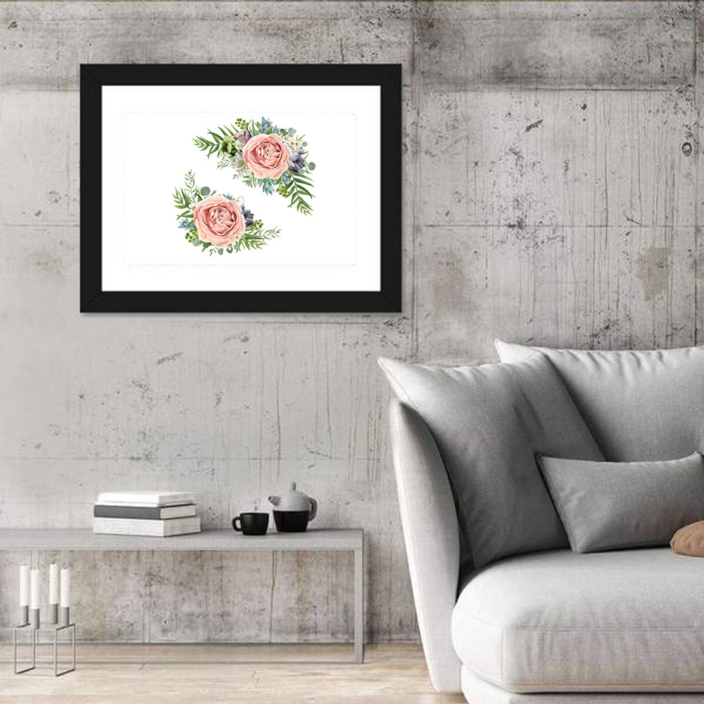 Mirrored Pink Rose Clusters Wall Art