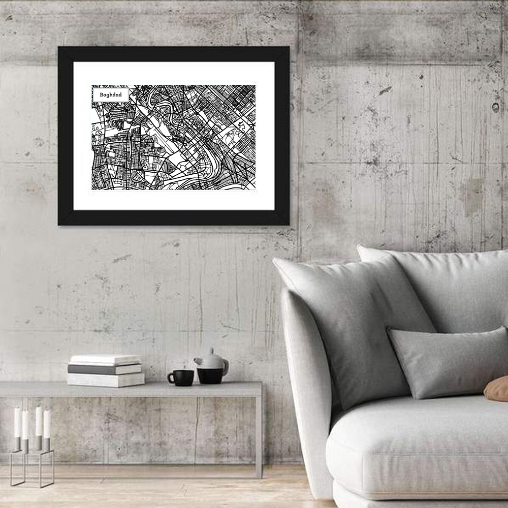 Baghdad City Map Wall Art