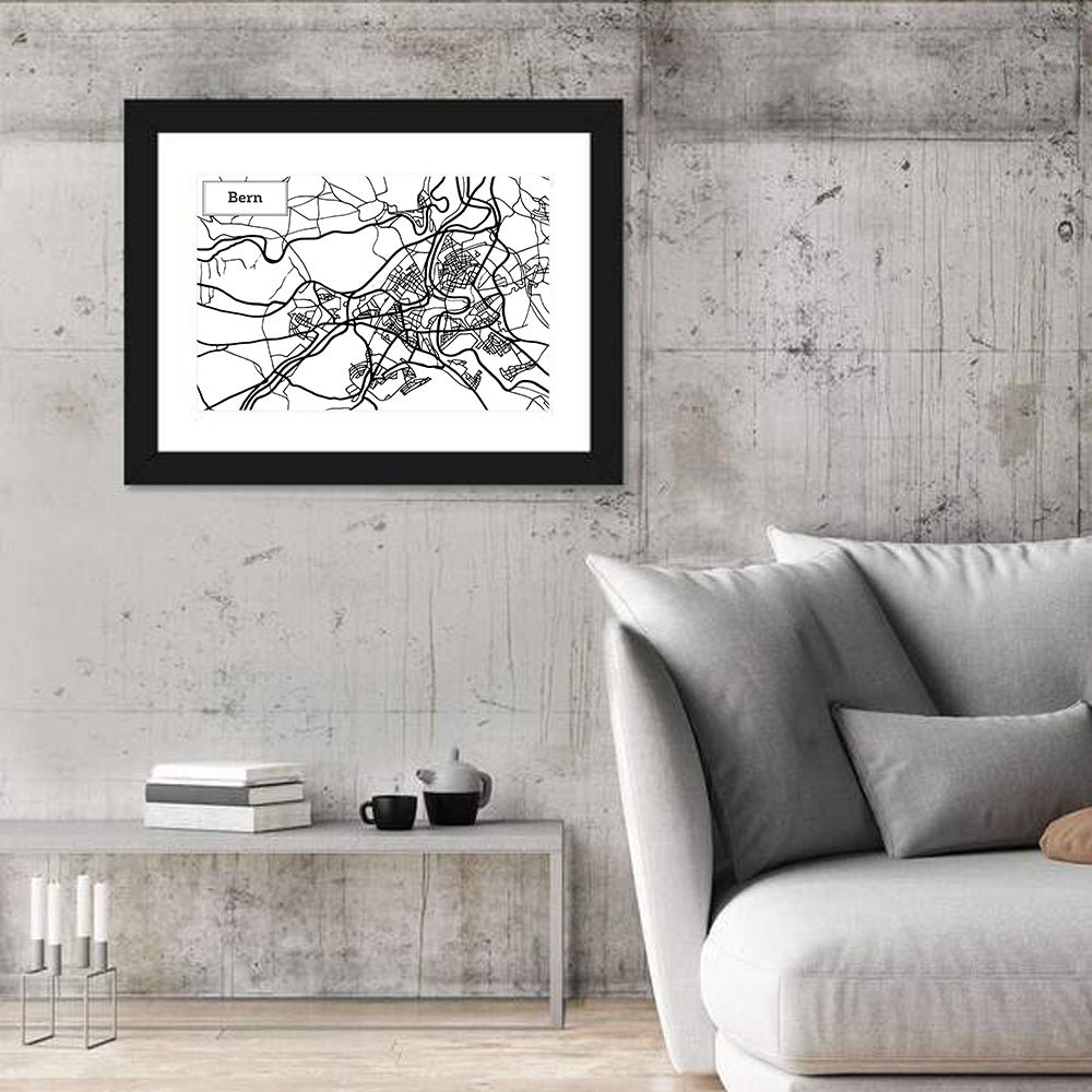 Bern City Map Wall Art