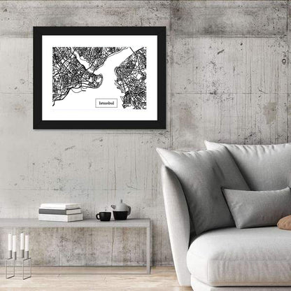 Istanbul City Map Wall Art