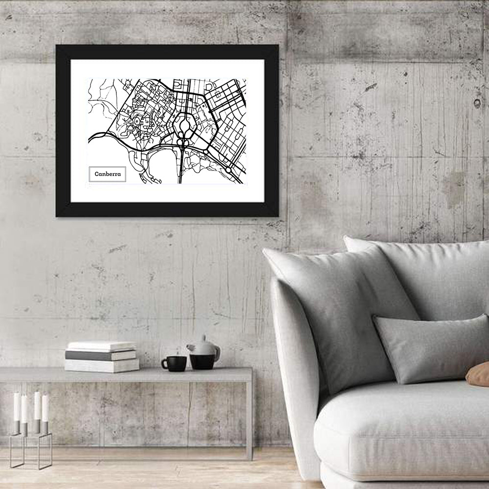 Canberra Street Network Map Wall Art