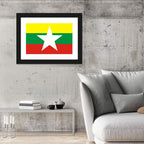 Myanmar Flag with Central Star Wall Art