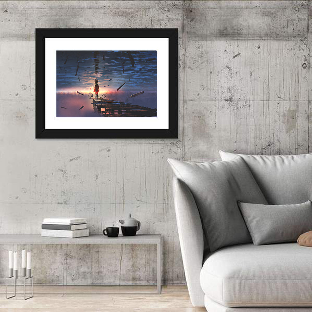 Surreal Sunset Over Mirrored Lake Wall Art