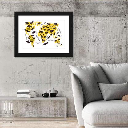 Animals World Map Wall Art
