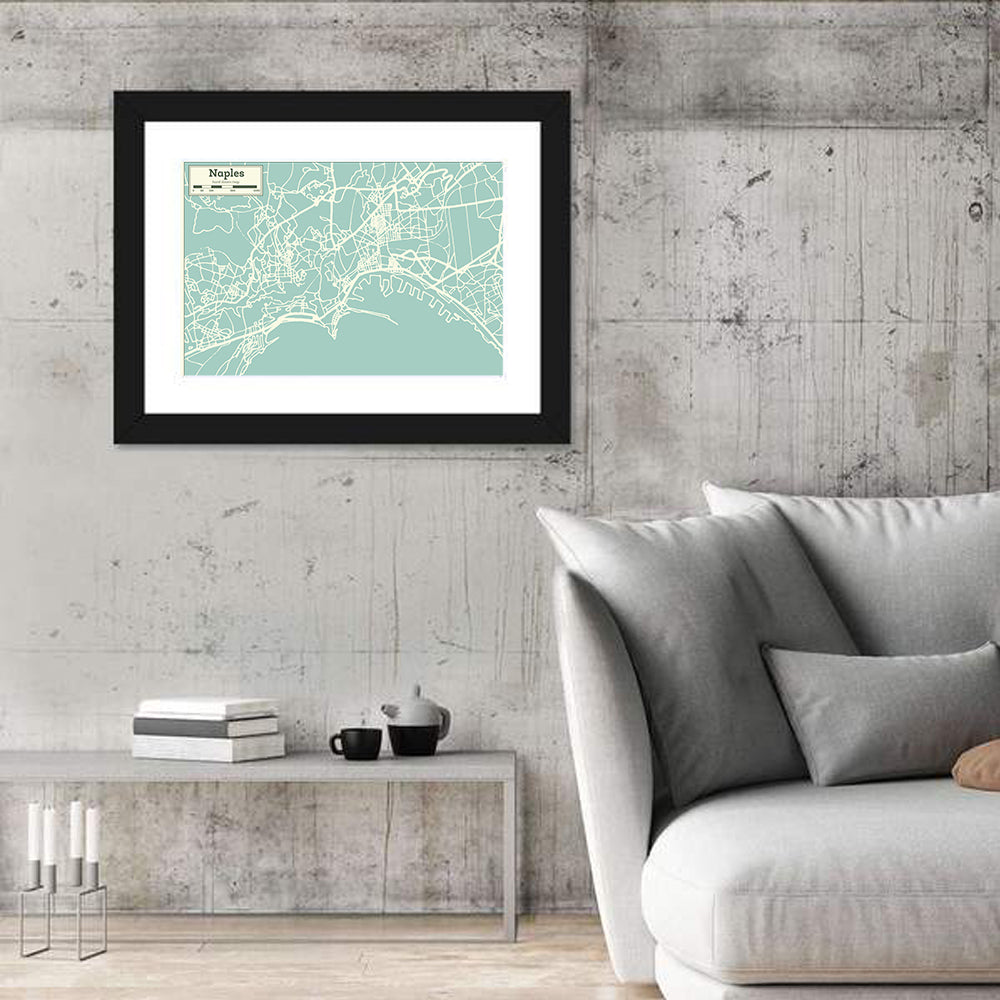 Naples Coastal Map Wall Art in a room, landscape