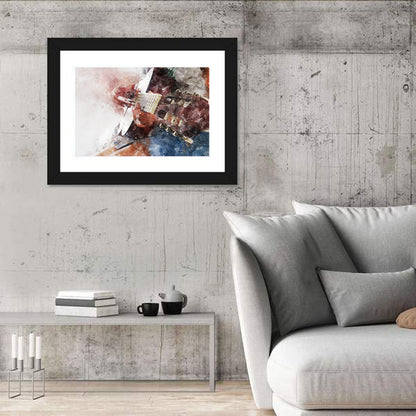 Acoustic Guitar Close Up Watercolor Wall Art