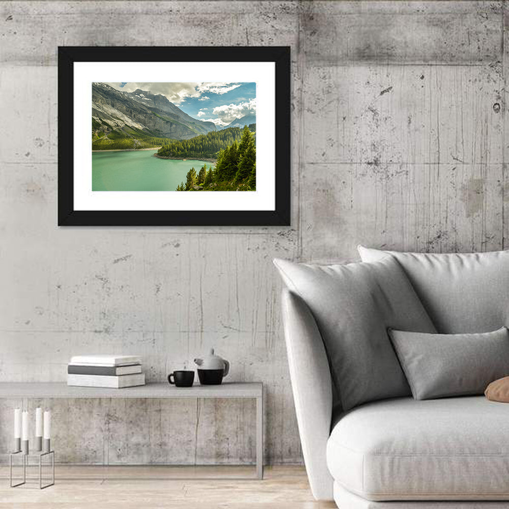 Oeschinen Lake, Swiss Alps Wall Art in a room, landscape