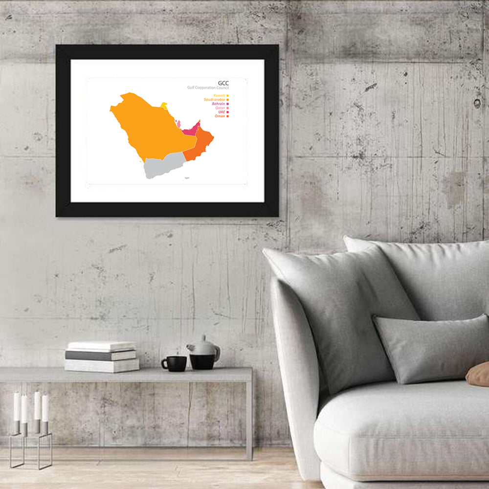 Gcc Countries Map Wall Art