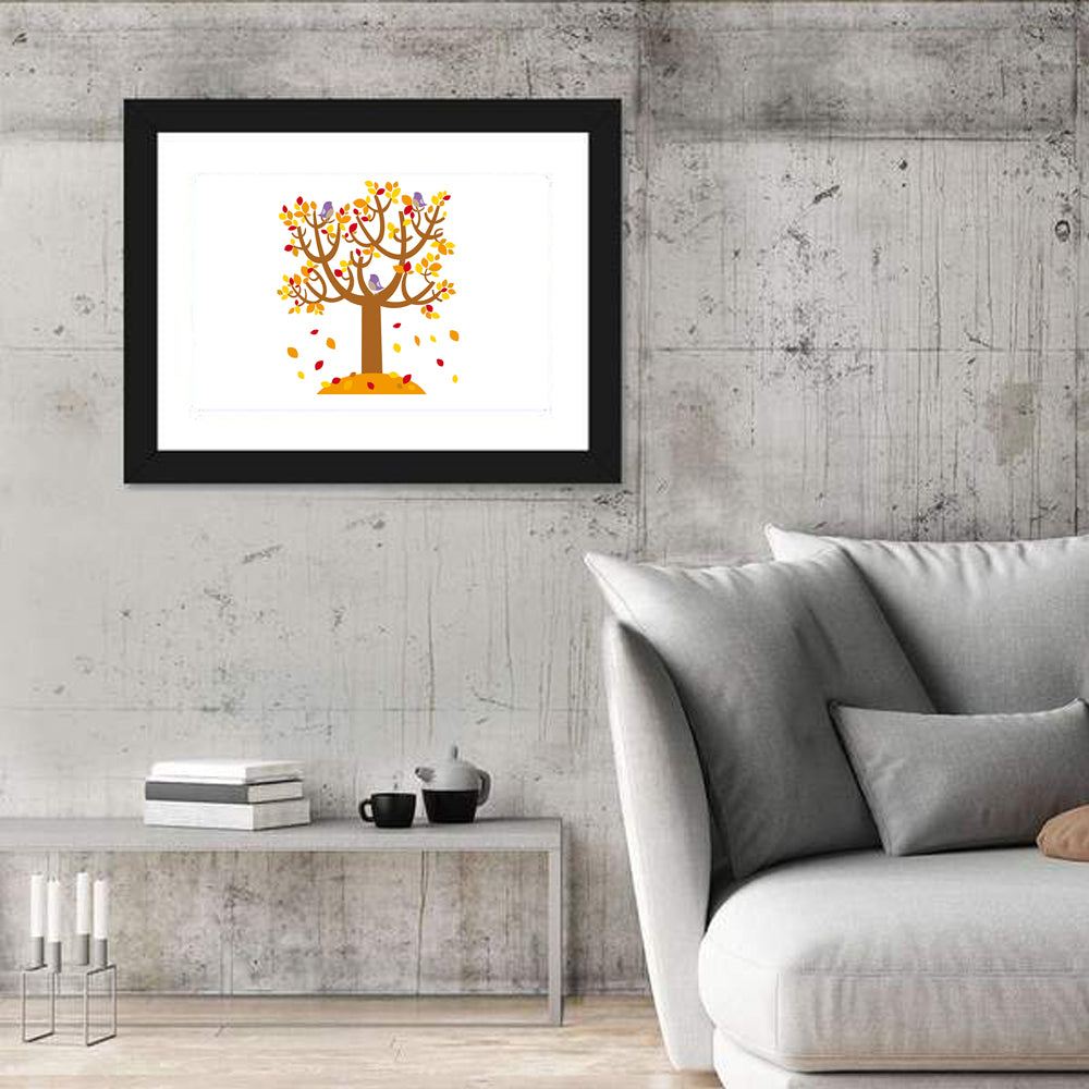 Autumn Tree with Perching Birds Wall Art