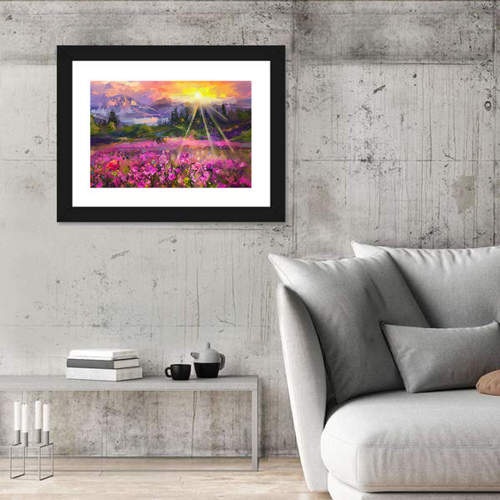 Cosmos Meadow Sunset Wall Art